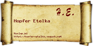 Hopfer Etelka névjegykártya